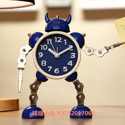 機器人鬧鐘學生用卡通專用床頭鐘靜音創意個性桌面可愛鬧鐘表
