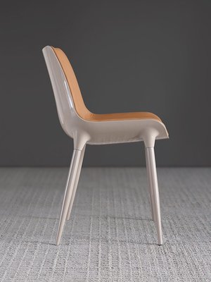 定制 設計師餐椅極簡意式輕奢高級牛皮椅子簡約現代餐廳家用真皮歺餐椅