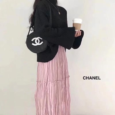 Chanel Shoulder Bag 唱盤包 亮片 Logo 圓形包 滿額贈品 亮片包 側背包 斜背包 化妝品 小香包