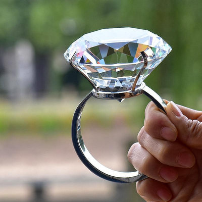 1000克拉大鑽石戒指禮盒 8CM 4CM💎超大 浪漫求婚大鑽戒求婚道具 求婚戒指 拍照婚禮道具 婚紗道具B
