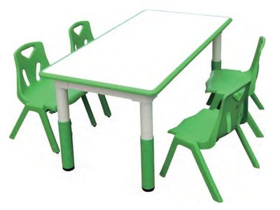 【劍聲幼教拍賣】【1張全年齡可調小熊長方桌+4張可調整小熊椅】兒童傢俱、幼兒傢俱、家具、桌子、椅子