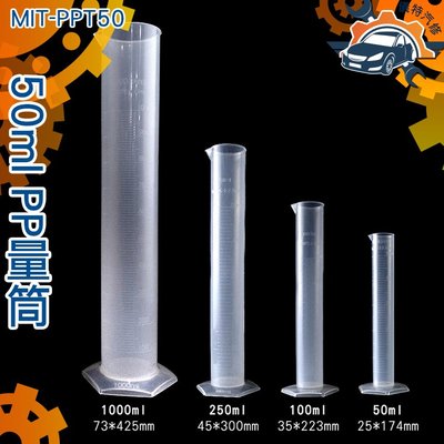 《儀特汽修》塑膠量筒 PP材料50 100 250ml 物理實驗器材學具 刻度量筒 MIT-PPT50