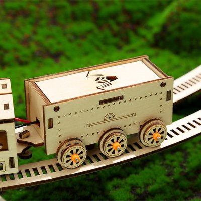 立體拼圖電動火車八字軌道3D立體拼圖木制玩具益智拼裝DIY創意玩具