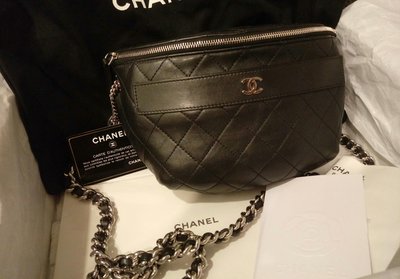 【現貨】Chanel waist bag黑色 牛皮 腰包 鍊包多背法 購證