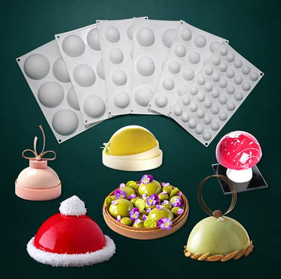 烘焙用品#中秋流心月餅模慕斯蛋糕模夾心模矽膠模6連8連35連半圓巧克力模具