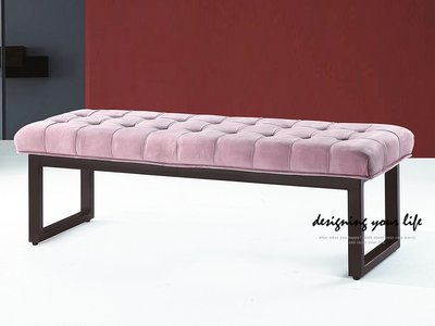 【設計私生活】蔓杜拉5尺床尾椅、玄關椅-粉紅絨布(免運費)B系列174A