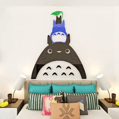 卡通動漫龍貓壓克力3d立體壁貼兒童房卡通貼紙臥室床頭幼兒園裝飾