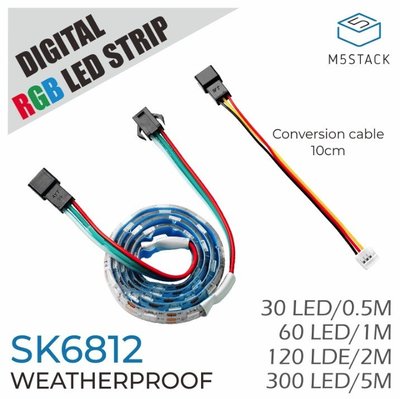 《德源科技》M5Stack RGB LED Strip 可編程 燈條 單點單控(SK6812) 防水-Ｃ．2M