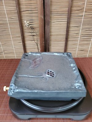 宏順茶苑（梵德藝術)典藏禪風岩泥陶燒荷葉茶承.銅製排水組 特價 $600 藝術品