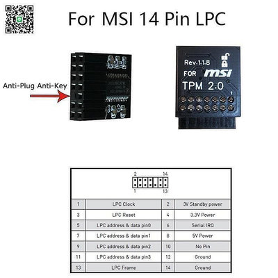 Tpm2.0 安全模塊值得信賴的 MSI MS -4136 -4462