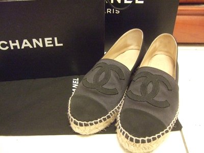 Chanel  黑色  鉛筆鞋 草編鞋  綢