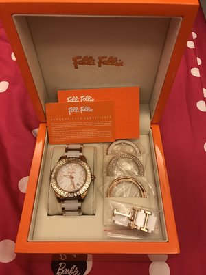 Folli Follie 典藏時刻晶鑽陶瓷套錶 白x玫瑰金 37mm