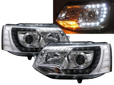 卡嗶車燈 VW 福斯 Caravelle T5 2011-2015 五門車 LED C型導光條 大燈 電鍍
