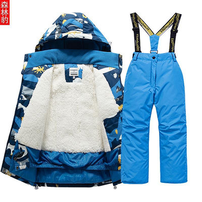 兒童滑雪服套裝女童戶外加厚防水防風保暖男童寶寶滑雪衣褲裝備潮