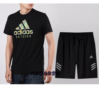 Adidas 阿迪達斯 愛迪達夏季短袖套裝 短袖T恤短褲 男生運動套裝 短袖汗衫 五分褲 298531
