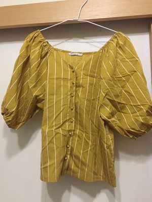 [二手] Mercci 芥黃色圓領短袖上衣 mustard blouse