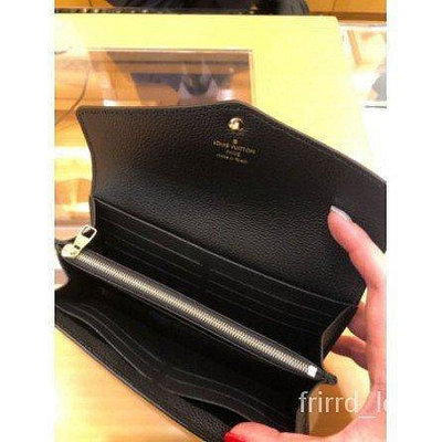 直購#LV-Louis Vuitton M61182 SARAH 黑色 壓紋 扣式長夾 發財包