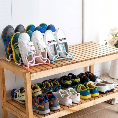 [愛雜貨]兒童收納鞋架2個裝 多功能二合一可立 兒童曬鞋架 陽台曬鞋架晾鞋架