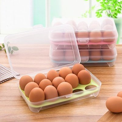 ~優品禮品批發~日式15格雞蛋收納盒 可攜式雞蛋盒 雞蛋保護盒 保鮮盒 15格雞蛋盒 可堆疊好收納