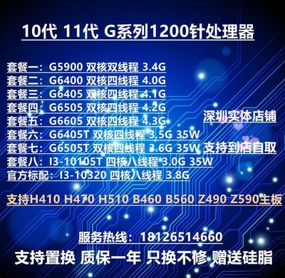 下殺-intel G5900 G6605 G6505 G6400 G6505T  G6405T G6405 10105T