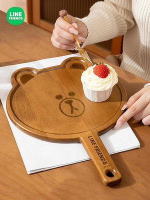 LINE FRIENDS木餐盤卡通可愛木質托盤家用創意西餐具