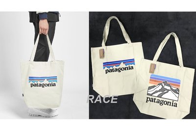 【RACE】PATAGONIA TOTE BAG 帆布袋 托特包 手提袋 肩背包 購物袋 基本款 LOGO 米色 米白