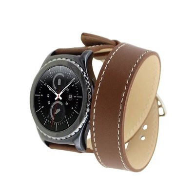 小宇宙 三星 Gear S2 20mm 華為 Watch Active 2 42mm 時尚雙圈智能手錶真皮錶帶 替換腕帶