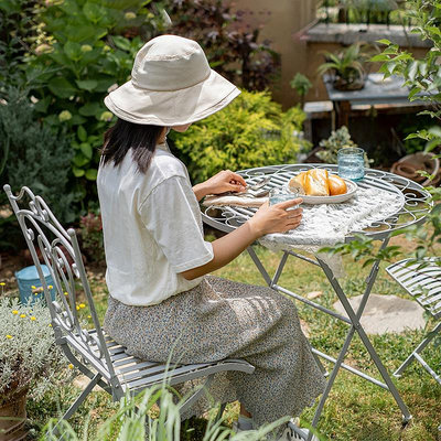 鐵藝桌椅組合戶外休閑折疊圓桌陽臺戶外咖啡廳花園庭院歐式