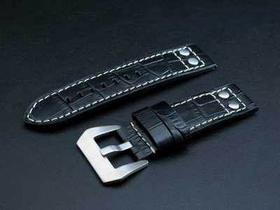 鉚釘22mm鱷魚皮紋路,直身黑色真皮錶帶Hamilton Steinhart - Nav 的新衣,banda軍錶飛行風格