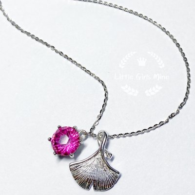 天然石-輕珠寶-永恆的愛-銀杏&amp;粉紅托帕石頸鍊(純銀)