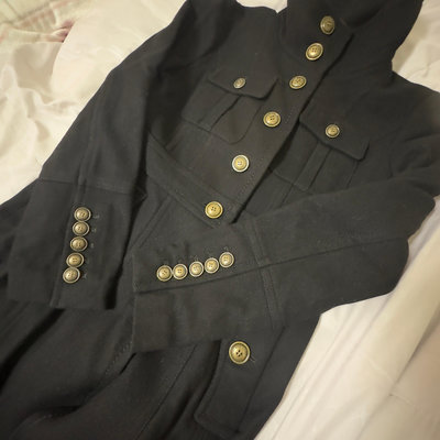 黑標BURBERRY BLACK  LABLE 保暖經典軍裝外套 風衣外套#時尚名品#外套洋裝#長版#黑色#