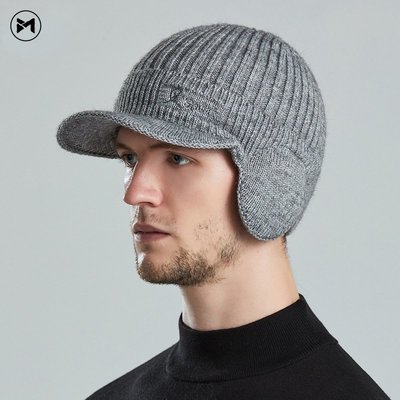 男士戶外羊毛帽保暖針織護耳棒球帽-衣美良品