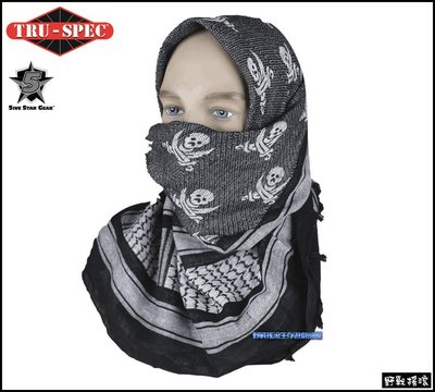 【野戰搖滾-生存遊戲】美國 TRU-SPEC 軍事風阿拉伯方巾【骷髏款-白色】圍巾面罩頭巾頭套脖圍