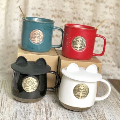 下殺-Starbucks 星巴克 爆款銅章陶瓷馬杯網紅簡約周年慶圣誕喝水杯泡茶杯咖啡杯