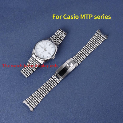 適用於卡西歐 MTP-1302D-1A1VDF MTP-1183 Jubilee 錶帶手鍊牡蠣部署扣鋼錶帶 20 毫米