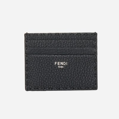 [全新真品代購-F/W23 新品!] FENDI LOGO 黑色皮革 信用卡夾 / 名片夾 / 皮夾