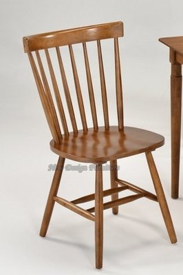 【N D Furniture】台南在地家具-北歐鄉村風後直條造型橡膠木實木焦糖色溫莎餐椅BG