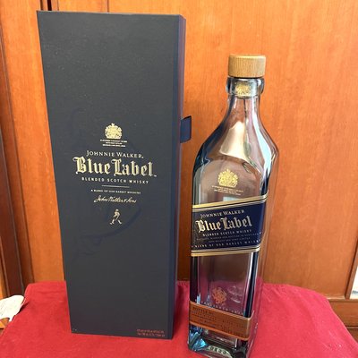 Johnnie Walker Blue Label 約翰走路藍標 威士忌空酒瓶/多用途玻璃空瓶/空洋酒瓶/玻璃瓶/容器/花器(750ml)~附盒裝