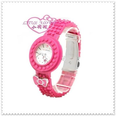 小花凱蒂日本精品♥ Hello Kitty 時尚錶/手表手錶 桃色大臉緞帶99921002