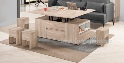 【N D Furniture】台南在地家具-簡約風防蛀木心板木紋多功能油壓升降120cmM大茶几MC