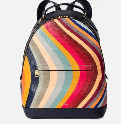 代購Paul Smith  Swirl Backpack - Multi彩虹旋渦圖騰皮革唯美後背包