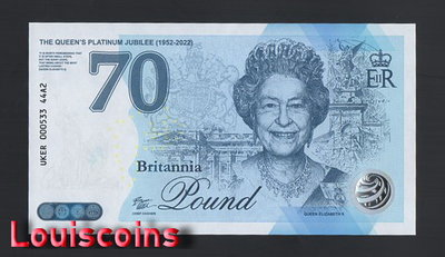 【Louis Coins】B1610-GREAT BRITAIN-2022英國塑膠Fantasy Note-70周年紀念