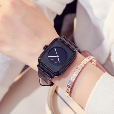 新款手錶女 百搭手錶女古歐/guou女錶簡約氣質大氣方形手錶女款時尚防水皮帶手錶女