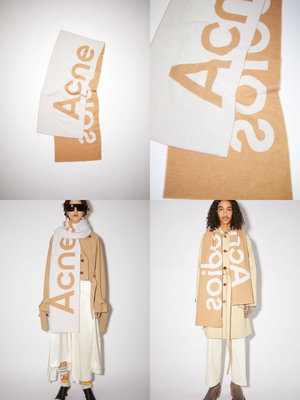 現貨一條 2021新色 燕麥/米色 全新正品 瑞典 Acne Studios scarf 大字母圍巾 YSL NIKI