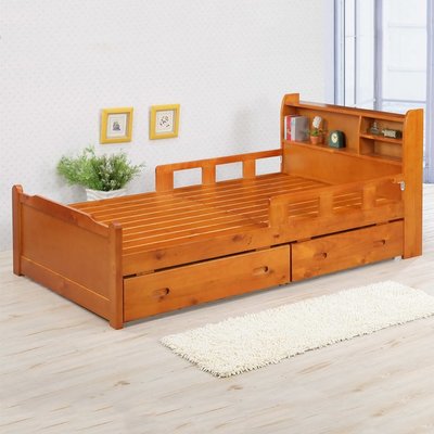 《百嘉美》奇哥書架型實木雙抽屜單人床組 床 床架 床組 實木床架BE-TK40