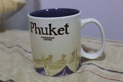 含運費720元~STARBUCKS泰國星巴克咖啡城市馬克杯-普吉Phuket-木製小船.山海岸風光~16oz