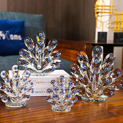 現貨創意擺件達姿水晶孔雀禮品禮物開業送禮柜子客廳裝飾品水晶玻璃工藝