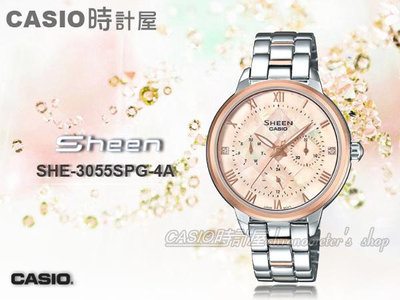 CASIO時計屋 卡西歐手錶 CASIO SHE-3055SPG-4A 時尚三眼女錶 全新品 保固一年 開發票