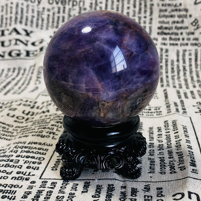 C725天然紫水晶球擺夢幻紫色水晶居家飾品，原石打磨，隨手一 水晶 擺件 原石【天下奇物】1659