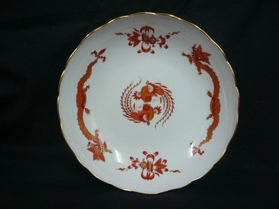 歐洲美瓷坊-德國國寶Meissen-Ming Dragon-紅色明龍深盤25cm